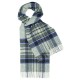 Grå tartan scarf med blått och vitt