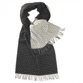 Dubbelsidig scarf med prickar i grått och vitt