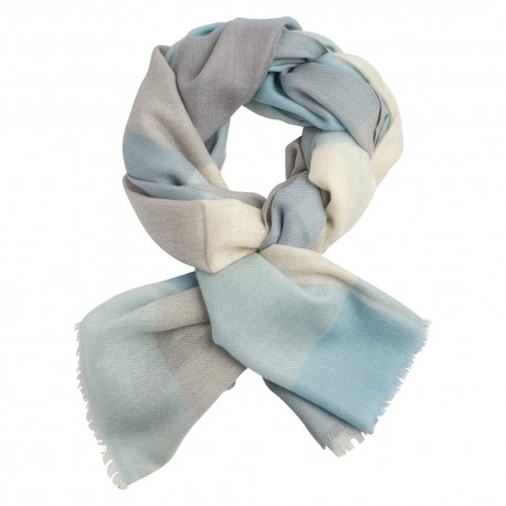 Rutig kashmir sjal i blå, vit och grå