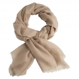 Sand färgad pashmina sjal i 2-trädigt kypert