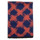 Scarf i borstad siden med orange/blå mönster