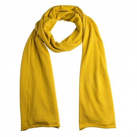 Gul stickad sjal i silke / kashmir