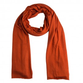 Orange stickad sjal i silke / kashmir