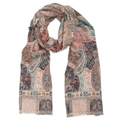 Grå / rosa halsduk i paisleymönster