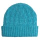 Turkos mössa i stckad merino / kashmirblandning