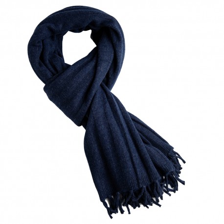 Indigofärgad ribstickad halsduk i merino / kashmir