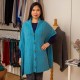 Halsduk med knappar i turkos merino / kashmir