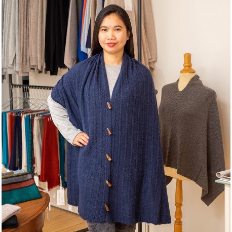 Halsduk med knappar i indigo merino / kashmir