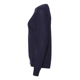 Marinblå tröja i silke / kashmir med rund hals