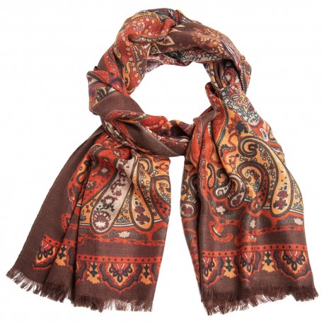 Paisley halsduk i orange och röda nyanser