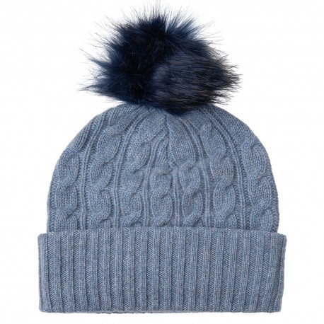 Ljusblå mössa i ren kashmir