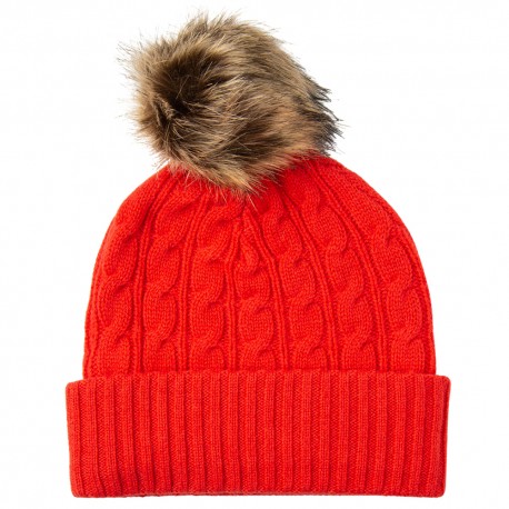 Orange röd mössa i merino / kashmir