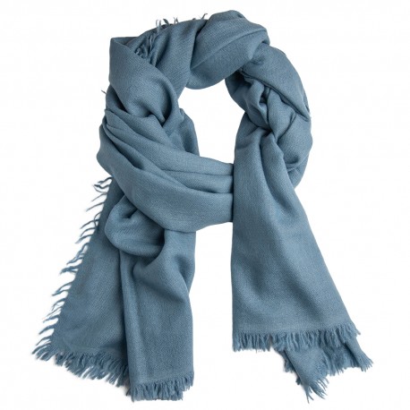 Duvblå sjal i handvävd kashmir