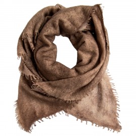 Brun kvadratisk scarf med fransar