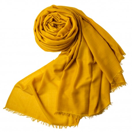 Extra stor kashmir / silkesjal i currygul