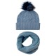 Ljusblå mössa med kvast och halsvämar
