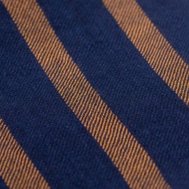 Marinblå kashmirscarf med gyllene ränder