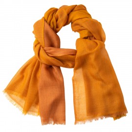 Storrutig kashmirsjal i karrygul och varm beige