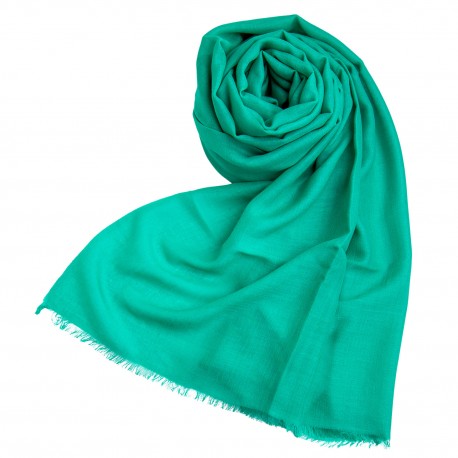 Havsgrön pashminasjal i kashmir och siden