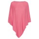 Rosa poncho i silke/kashmir
