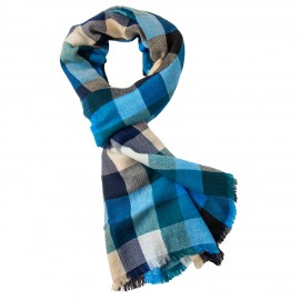 Rutig kashmirscarf i blå nyanser