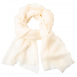 Vit pashmina-scarf i 2-ply kashmir twill