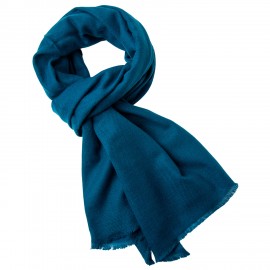 Havsblå twillvävd kashmirhalsduk