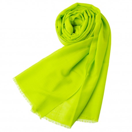 Limegrön pashminasjal i kashmir och siden