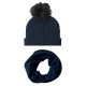 Marinblå mössa med kvast och halsvämar
