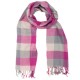 Rutig grått och rosa scarf i 100% ull