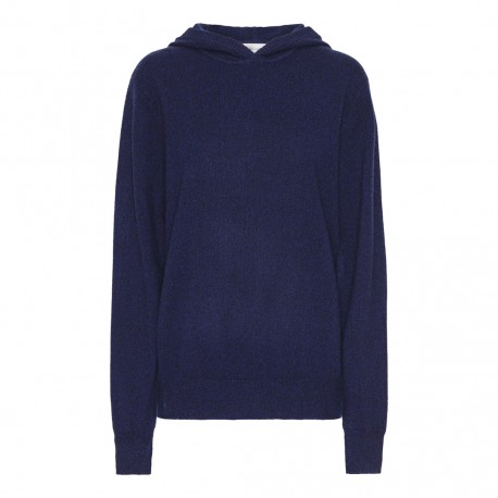 Kashmir hoodie marinblå melerad