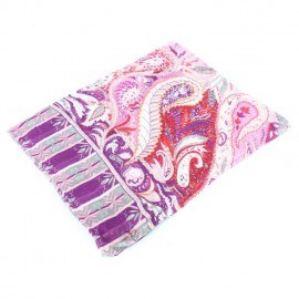 Modal/kashmir sjal i rosa och violett mönster