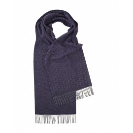Blå lambswool halsduk i fiskbensmönster