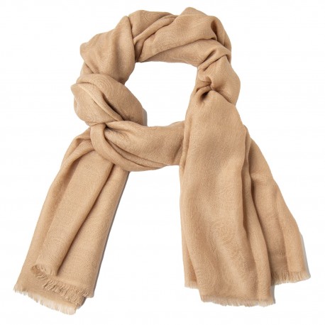 Beige kashmirsjal med paisleymönster