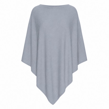 Ljusblå poncho i lätt silke / kashmir blandning