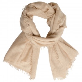 Stickad kashmir halsduk i naturlig beige