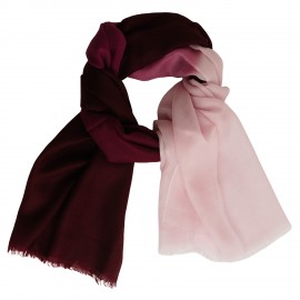 Tvåfärgad pashminasjal i vinröd och rosa
