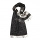 Svart scarf med djurtryck och rutor